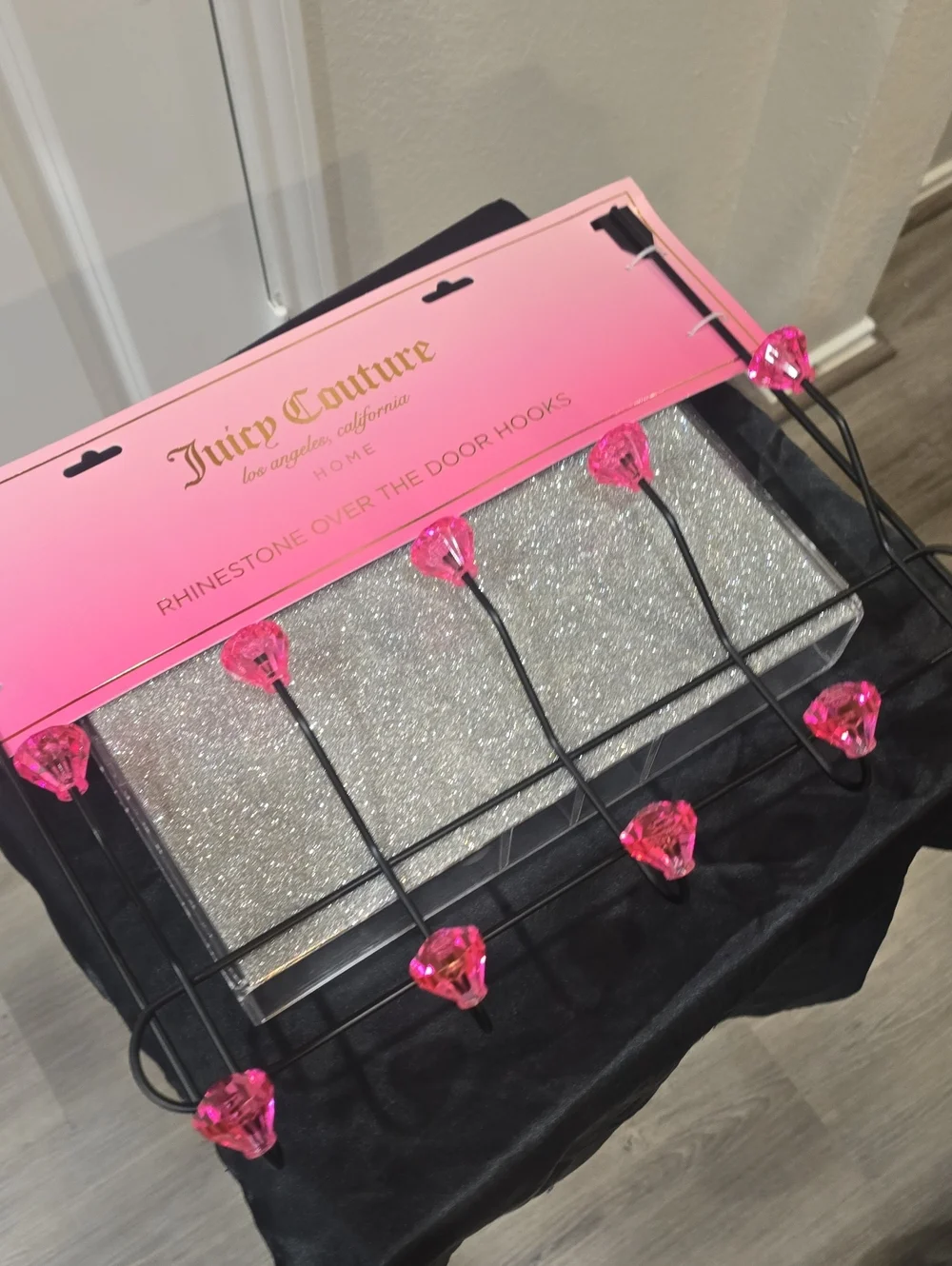 Juicy Couture Home Pink Crystal Rhinestone Over-the-Door Hooks